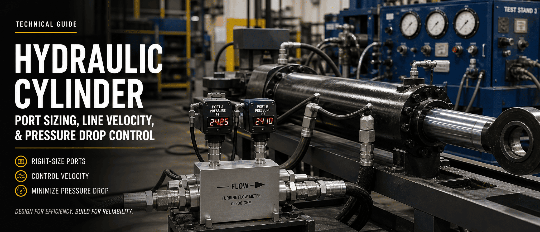 Hydraulic Cylinder Port Sizing and Line Velocity: How to Control Pressure Drop and Flow Choking in High-Flow Circuits