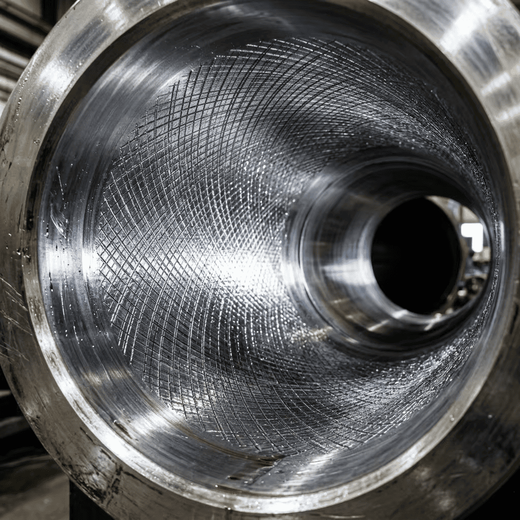 Microscopic cross-hatch honing pattern for hydraulic cylinder bores