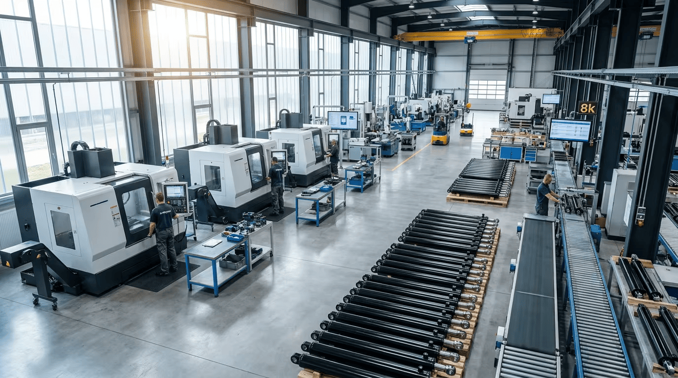 Modern and clean hydraulic cylinder manufacturing facility at HCIC