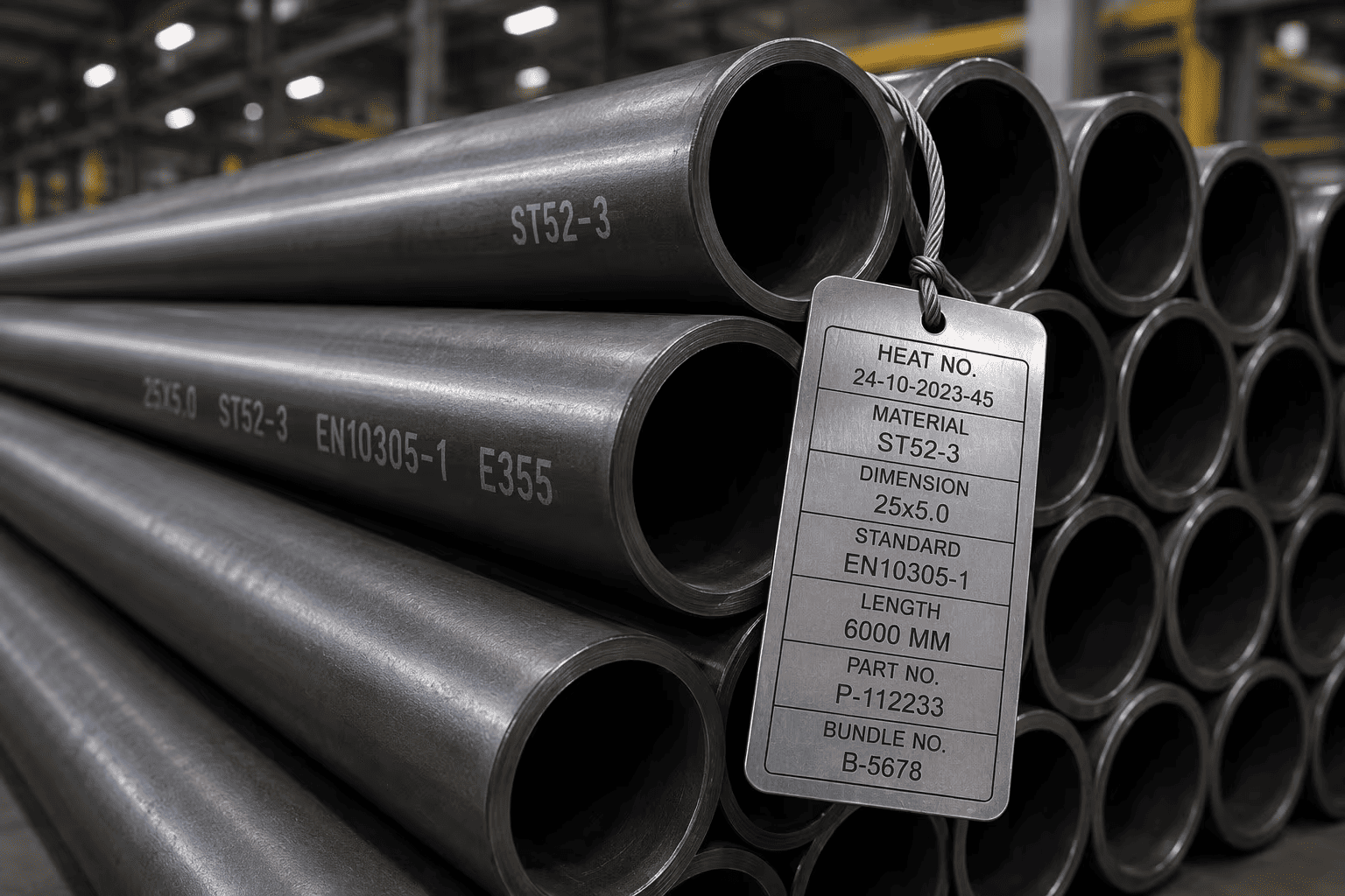Premium ST52-3 cold-drawn seamless steel tubes with heat number traceability