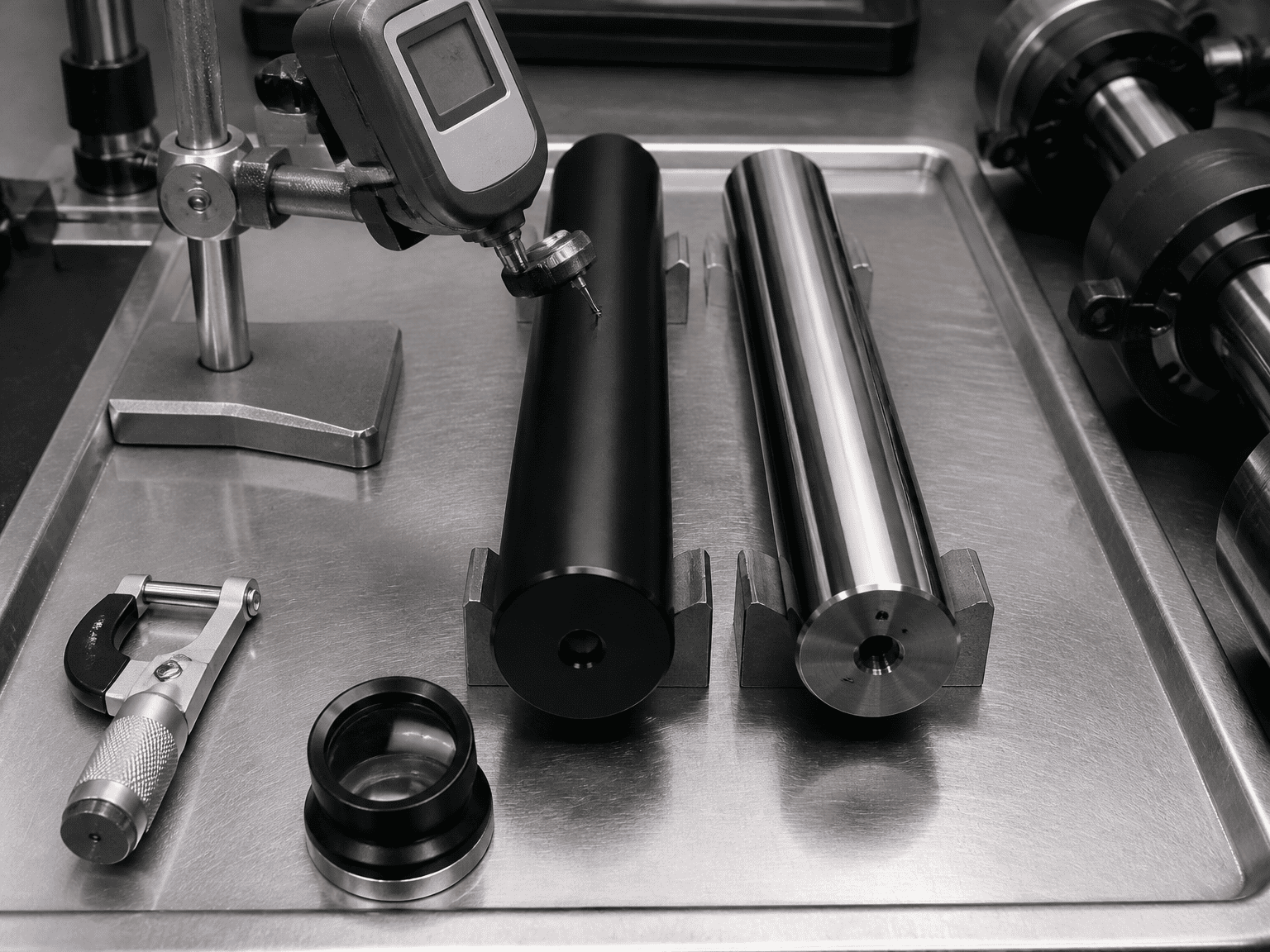 black QPQ liquid nitrided hydraulic cylinder piston rod surface roughness inspection